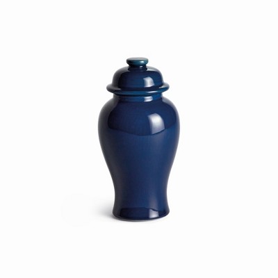 Plum & Post Koa Lidded Mini Ginger Jar - Navy Ceramic - Handcrafted