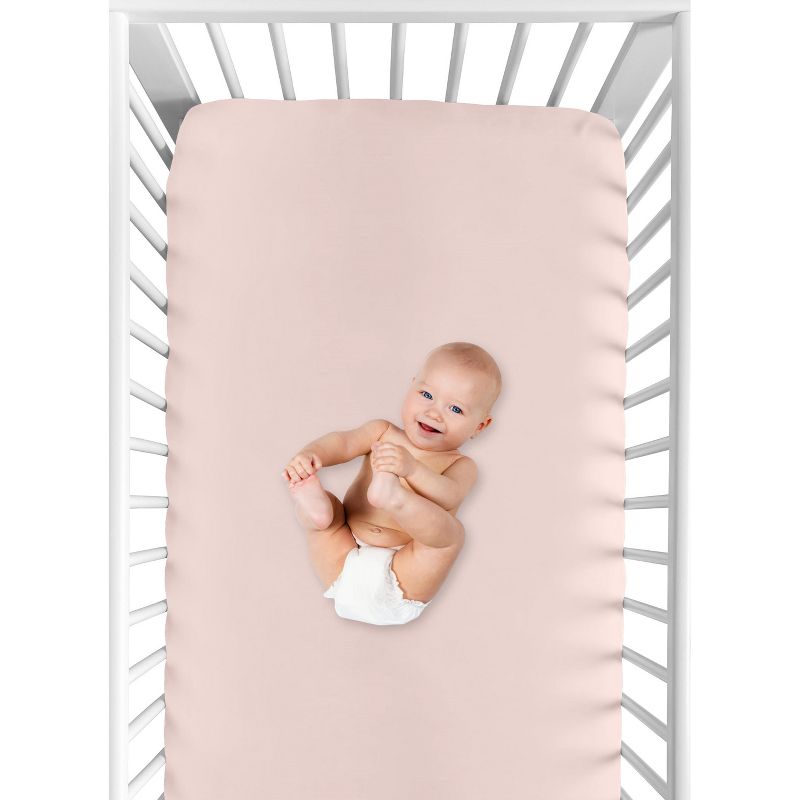 Sweet Jojo Designs Girl Baby Fitted Crib Sheet Desert Sun Collection Solid Blush Pink, 4 of 7