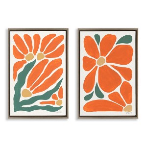 Stupell Industries Midcentury Flower Abstracts 2pc Floating Frame Art Set - 1 of 4
