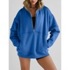 Imily Bela Womens Oversized Fleece Half Zip Stand Collar Long Sleeve Thumb Hole Pullovers with Pockets - 2 of 4