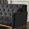 Velvet Convertible Folding Futon Sofa Bed with Tufted Back and Seat, Adjustable Backrest and 4 Gold Metal Legs - 3 of 4