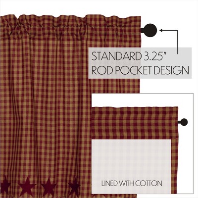 Burgundy Cotton Plaid Rod Pocket Window Panel Set, 80" x 84"