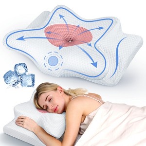 Emircey Painless Sleeping Cervical Neck Pillow for Pain Relief, Adjustable Memory Foam Pillows for Side Back Stomach Sleeper - 1 of 4