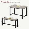 3 Piece Dining Table Set for 4 with Space-Saving Benches, Tabletop, Steel Frame, Modern Farmhouse Kitchen Table - 2 of 4
