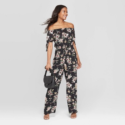 off the shoulder short sleeve jumpsuit