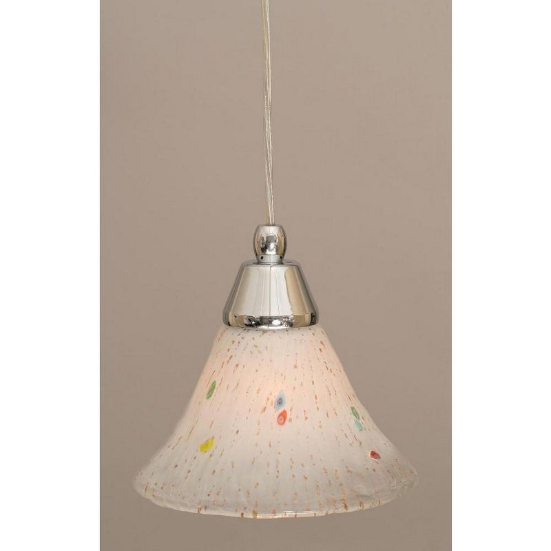 Toltec Lighting Any 1 - Light Pendant in  Chrome with 7" Frosted Crystal Shade, 1 of 2