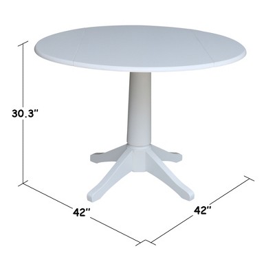Elegant White 42" Round Solid Wood Extendable Pedestal Dining Table