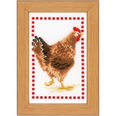 Vervaco Miniatures Counted Cross Stitch Kit 3.2"X4.8"-Chickens (18 Count)