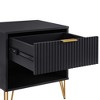 Gulches 20" Black Fluted Nightstand, 1 Full Extension Drawer with Gold Metal Handles & Legs, MDF Bedside Table (20.07"L x 17.73"D x 21.65"H) - 2 of 4