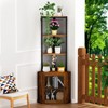 HDZNVF Corner Cabinet with Shelves & Wine Glass Rack Rustic Brown - 3 of 4