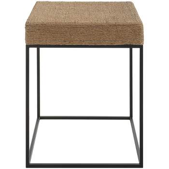 Uttermost Laramie 18"W Natural Braided Rope Black Iron Accent Table