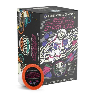 Bones Cups Berry Chocolate Stardust Berries and White Chocolate Flavor 12 ct Single-Serve Bones Cups Coffee Pods Keurig Coffee Maker Compatible