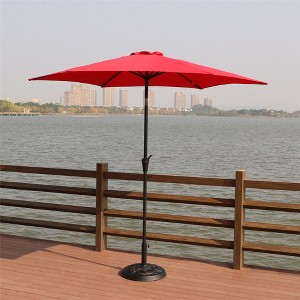 kak 8.8 FT Outdoor Patio Umbrella with Push Button Tilt and Resin Base Market Table Umbrella with Crank Lift for Pool Deck Garden - 1 of 4