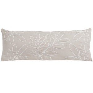 Sweet Jojo Designs Boy or Girl Gender Neutral Unisex Body Pillow Cover (Pillow Not Included) 54in.x20in. Botanical Leaf Linen Taupe and Ivory - 1 of 4