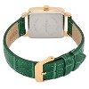 Peugeot Women's 14K Gold Plated Square Dress Watch with European Crystals and Green Leather Band - 2 of 4