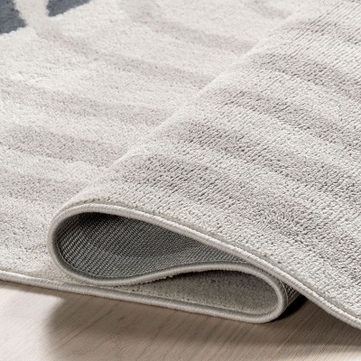 Shandra Abstract Blue and Gray Synthetic 4' x 6' Area Rug
