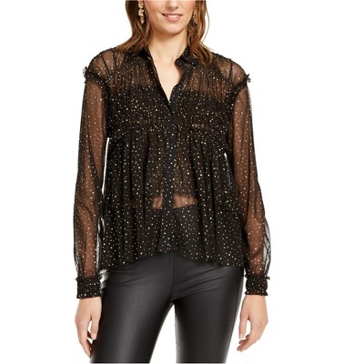 I.N.C International Concepts Womens Sparkly Pullover Blouse, Metallic, X-Small