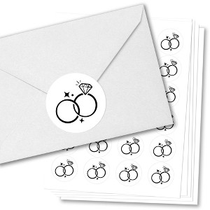 Big Dot of Happiness Black & White Wedding Envelope Seal Stickers, Round Circle Stickers to Seal Cards, Announcement Envelope Seals - 120 Count - 1 of 4