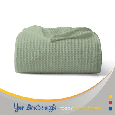 Color Sense 100% Cotton Warm & Cozy Super Soft Antimicrobial Waffle Weave Blanket