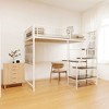 Okak Metal Twin Sized Loft Bed with Build-In Desk, Twin Bed with Security Guardrail and Storage Shelves, Bunk Bed for Kids and Adults - 2 of 4