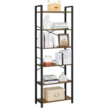 VASAGLE 6-Tier Tall Bookshelf Large Bookcase with Steel Frame Deep Book Shelf for Living Room Home Office Study Rustic Brown and Black