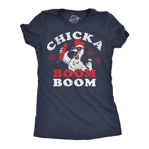 Womens Funny T Shirts Chicka Boom Boom Sarcastic Fourth Of July Graphic Novelty Tee for Ladies - Crazy Dog Women's T Shirt For Fourth Of July - 1 of 4