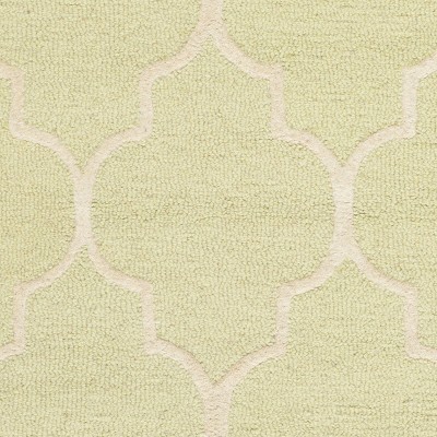Ivory and Light Green Hand-Tufted Wool Round Rug