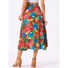 INSPIRE CHIC Women's Tropical Floral Print Ruffle Self-Tie Knot Split Beach Wrap Midi Skirt - 4 of 4