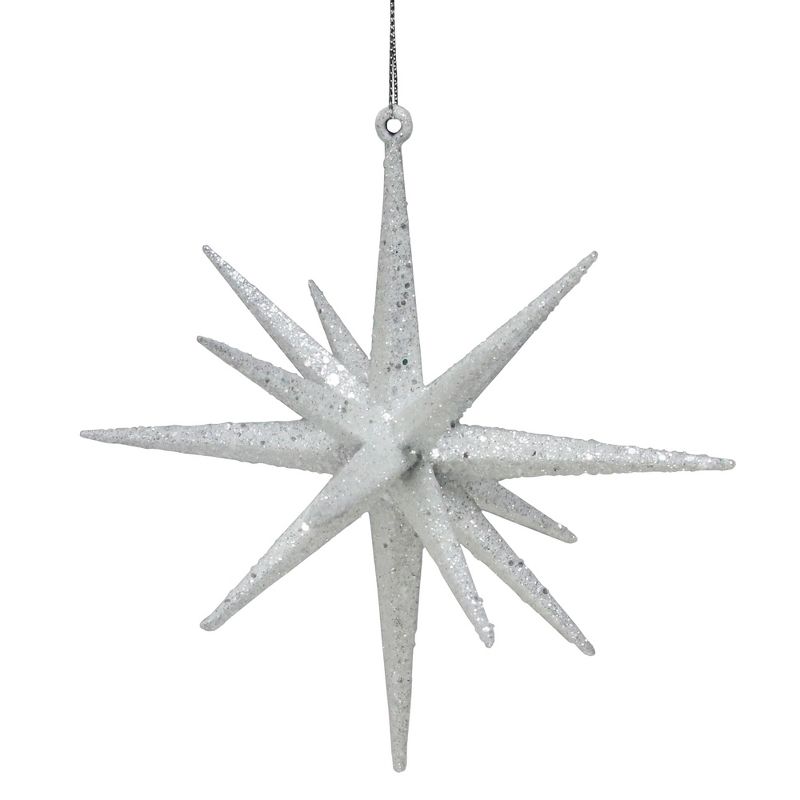 Northlight 6" White Glittered Starburst Christmas Ornament, 1 of 4