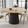 PexFix 52" Wood Round Dining Table Kitchen Table for 4-6 with Arc-Shaped Edge Top & Fluted Tapered Base for Living/Dining Room Coffee Office Natural - 3 of 4