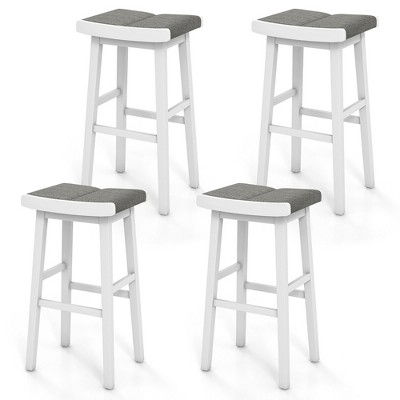Tangkula 4 PCS Saddle Bar Stools Bar Height Backless Island Pub Chairs Kitchen Gray