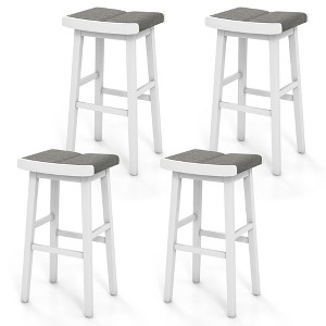 Tangkula 4 PCS Saddle Bar Stools Bar Height Backless Island Pub Chairs Kitchen Gray - 1 of 4