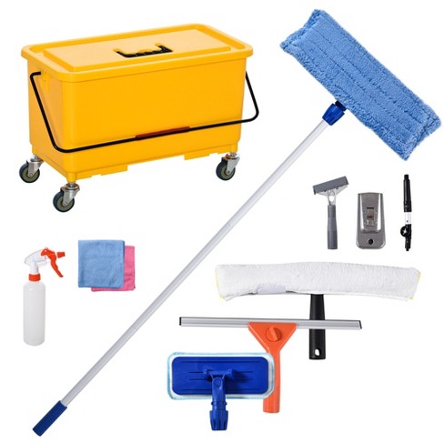 Homcom Cleaning Tool Set With Microfiber Mop Pads, Bucket, Squeegee,  Scrubber, Scrapers, Spray Bottle For Floor, Glass Door, Window, Car  Windshield, Multi-color : Target