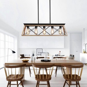 5-Light Farmhouse Chandeliers For Dining Room Oak(No Bulbs) - 1 of 4