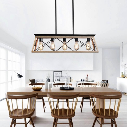 5-Light Farmhouse Chandeliers For Dining Room Oak(No Bulbs) - image 1 of 4