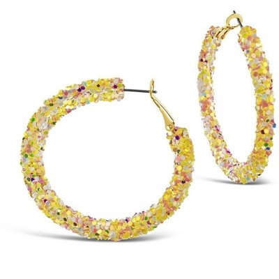 SHINE by Sterling Forever 2" Sparkle Hoop Earrings