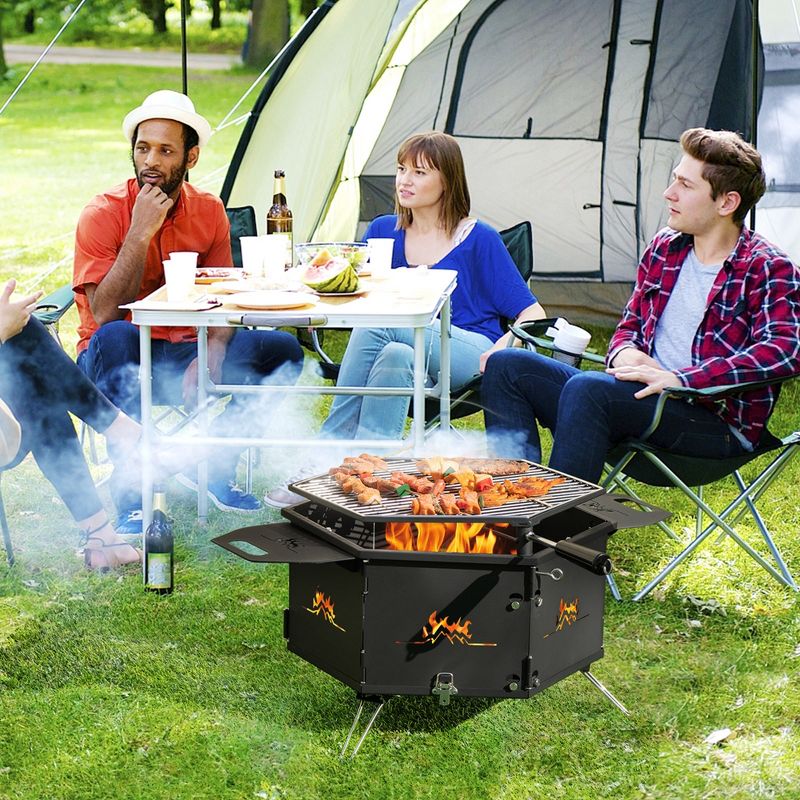 Costway Portable Charcoal Grill Stove with 360° Rotatable Grill Foldable Body & Legs Black, 2 of 11