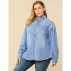 Agnes Orinda Women's Plus Size Regular Fit Button Down Long Sleeve Denim Shirts - 4 of 4