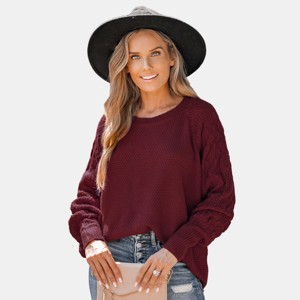 Women's Pumpkin Spice Color Textured Knit Sweater-Cupshe - 1 of 4