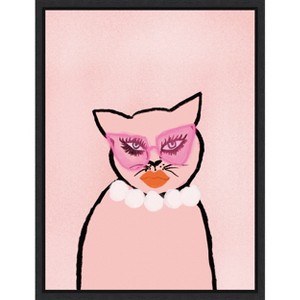 Amanti Art Cat in Pearls by Kendra Dandy Canvas Wall Art Print Framed 18 x 24-in. - 1 of 4
