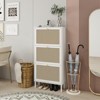 FONTOI 3 Door Shoe Rack with Metal Feet and Foot Pads, Freestanding Shoe Storage Cabinet for Entryway, Living Room, Porch, White, 9.25"*48.98"*23.62" - 4 of 4