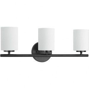 Progress Lighting Replay Collection 3-Light Bath Vanity in Textured Black, Porcelain Material, Up/Down Mounting, Shade Included - 1 of 4