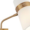 Possini Euro Design Cartwright Modern Wall Lamp Set of 2 Brass Plug-In 6" Fixture Swing Arm Linen Cylinder Shade for Bedroom - 3 of 4