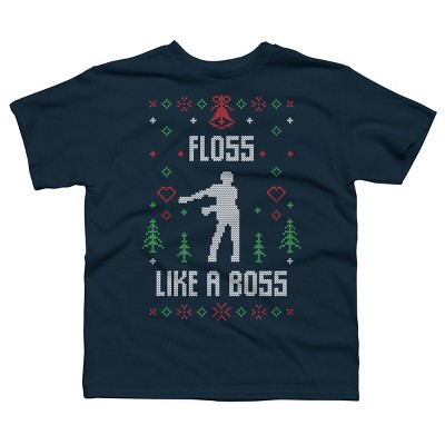 Boy's Design By Humans Floss Like A Boss Ugly Christmas Sweater By shirtpublic T-Shirt
