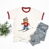 Skiing Bear Watercolor - Women's Ringer Graphic T-Shirt - 3 of 4
