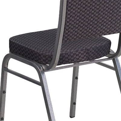 Elegant Crown Back Banquet Chair in Black Fabric with Silver Vein Frame