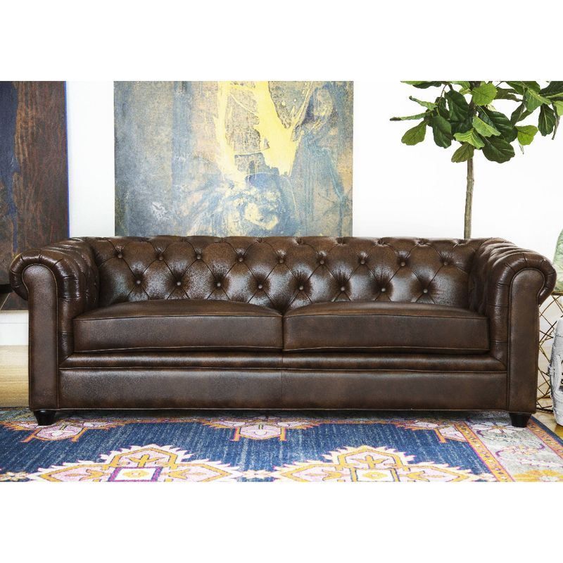 Keswick Tufted Leather Sofa Brown - Abbyson Living, 3 of 11