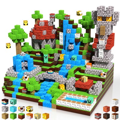 Angel Sar 150-Piece Magnetic Building Blocks, Forest World Set, STEM Sensory Toys, Stacking Magnet Cubes for Kids Ages 3-8, Christmas Birthday Gifts