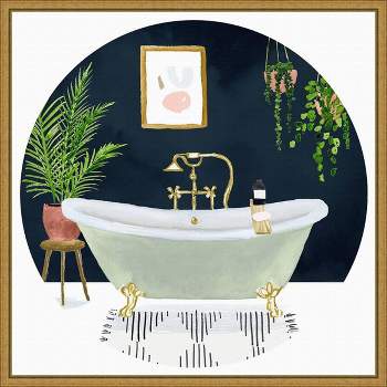 16" x 16" Homebody Collection C Bath by Victoria Borges Framed Canvas Wall Art Gold - Amanti Art