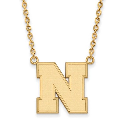 Black Bow Jewelry 10k Yellow Gold Nebraska Cornhuskers NCAA Necklace 18 Inch